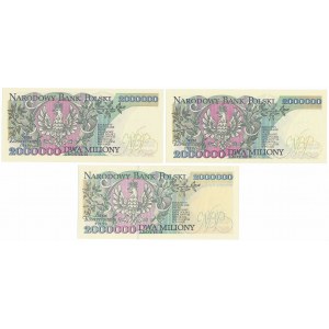 2 mln złotych 1992-1993 - zestaw (3szt)