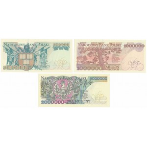 Zestaw 500.000 zł, 1 i 2 mln zł 1992-1993 (3szt)