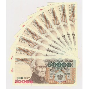 50.000 złotych 1993 - S - zestaw (10szt)