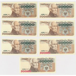 50.000 złotych 1989-1993 - zestaw (10szt)