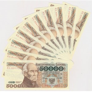 50.000 złotych 1989 - AC - zestaw (10szt)