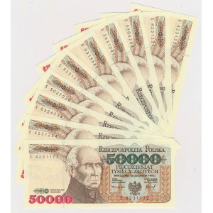 50.000 złotych 1993 - S - zestaw (10szt)