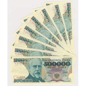 500.000 złotych 1990 - K i L - zestaw (8szt)