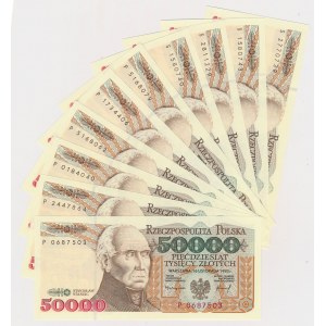 50.000 PLN 1993 - P und S - Satz (10 Stück)