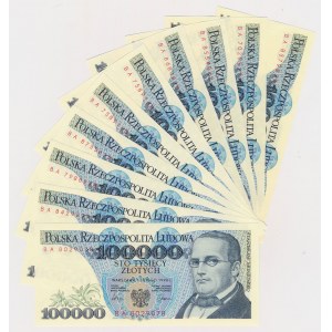 100.000 zl 1990 - BA - Satz (10Stück)