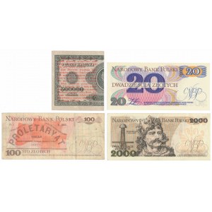 Zestaw 1 grosz 1924 i banknoty PRL (4szt)