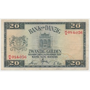Gdaňsk, 20 guldenů 1937 - K/A