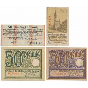 Gdańsk, 50 fenigów 1916-1919 (4szt)