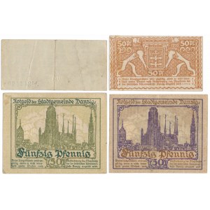 Gdańsk, 50 fenigów 1916-1919 (4szt)