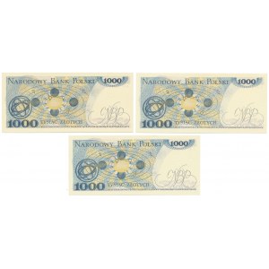 1.000 złotych 1975 - AM, AP i AR (3szt)