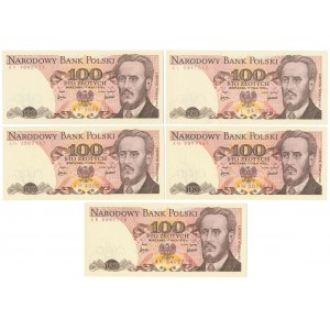 100 złotych 1976 - MIX serii (5szt)