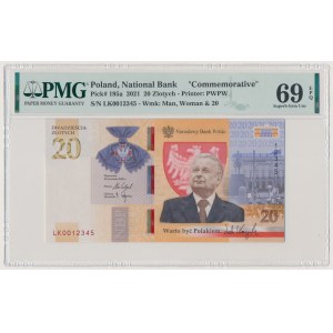 20 zloty 2021 - Lech Kaczynski - sequence number 0012345