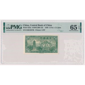 Čína, 5 fenů = 5 centů 1939