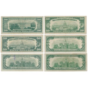 USA, 20 - 100 dolárov 1934-1969 (6 ks)