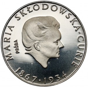 Próba SREBRO 100 złotych 1974 Skłodowska-Curie - w prawo