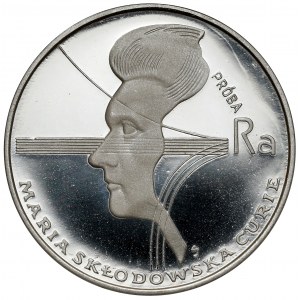 Próba SREBRO 100 złotych 1974 Skłodowska-Curie - w lewo