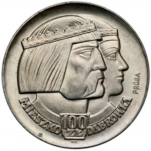 Próba SREBRO 100 złotych 1966 Mieszko i Dąbrówka - głowy