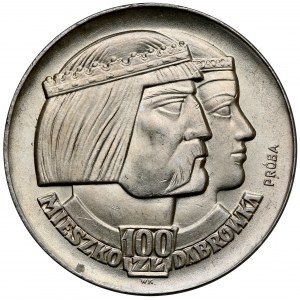Vzorka SILVER 100 zlatých 1966 Mieszko i Dąbrówka - hlavy