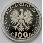 Próba SREBRO 100 złotych 1974 Skłodowska-Curie - w prawo