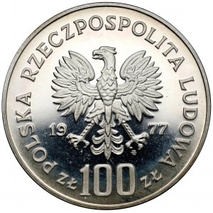 Próba SREBRO 100 złotych 1977 Henryk Sienkiewicz - na wprost