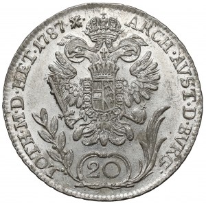 Rakúsko, Joseph II, 20 krajcars 1787-B, Kremnica