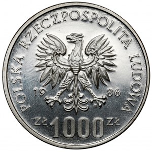 Próba SREBRO 1.000 złotych 1986 Narodowy Czyn Pomocy Szkole