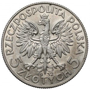Głowa Kobiety 5 złotych 1932 bez znaku, Londyn