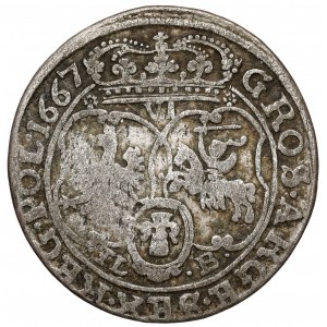 Jan II Kazimierz, Szóstak Bydgoszcz 1667 TLB - Typ II - sehr seltene Sorte
