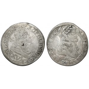 Hungary, Leopold I, 15 kreuzer 1674-1685 - lot (2pcs)