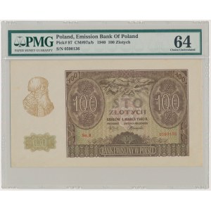 100 złotych 1940 - Ser.B - oryginał (NIE ZWZ) - rzadkie w takim stanie