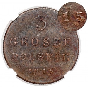 3 grosze polskie 1815 I.B., Warszawa - pierwszy rocznik - RZADKOŚĆ