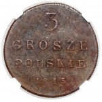 3 polské groše 1815 I.B., Varšava - první ročník - RARE
