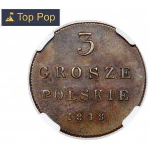 3 poľské groše 1818 IB - nová razba Varšava - KRÁSNE