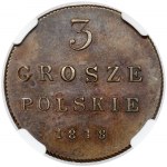 3 grosze polskie 1818 IB - nowe bicie Warszawa - PIĘKNE