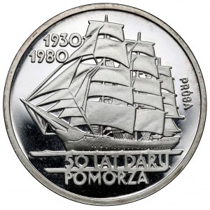 Próba SREBRO 100 złotych 1980 50 lat Daru Pomorza
