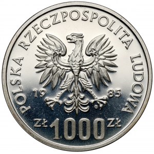 Próba SREBRO 1.000 złotych 1985 Pomnik - Szpital - RZADKI rok