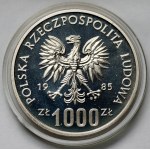 Próba SREBRO 1.000 złotych 1985 Pomnik - Szpital - RZADKI rok