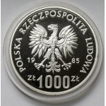 Strieborná vzorka 1 000 zlatých 1985 Pamätník - Nemocnica - vzácny rok