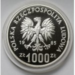 Próba SREBRO 1.000 złotych 1985 Pomnik - Szpital - RZADKI rok