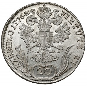 Rakúsko, Jozef II, 20 krajcars 1776-A, Viedeň