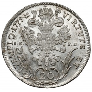 Rakousko, Josef II, 20 krajcars 1779-B, Kremnica