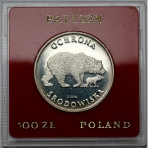 Próba SREBRO 100 złotych 1983 Niedźwiedzie