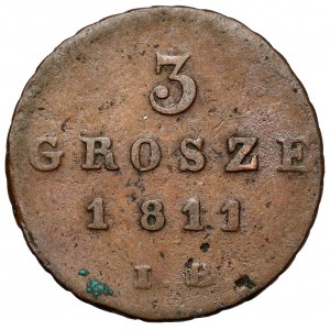 Księstwo Warszawskie, 3 grosze 1811 IB - wąsko