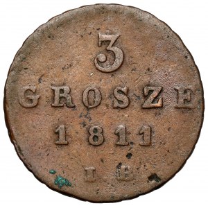 Herzogtum Warschau, 3 Pfennige 1811 IB - knapp