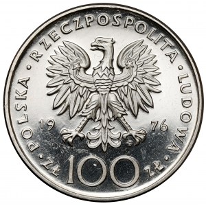 Próba NIKIEL 100 złotych 1976 Pułaski - na wprost