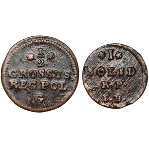 Poniatowski, 1776 šelak a 1767 půlpenny - sada (2ks)