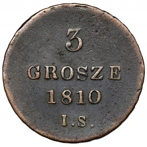 Herzogtum Warschau, 3 grosze 1810 IS - schmale Aufschrift - selten