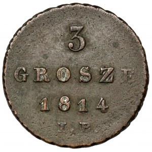 Varšavské knížectví, 3 haléře 1814 IB - otevřeno 4