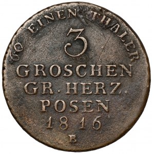 Großherzogtum Posen, 3 grosze 1816-B, Wrocław