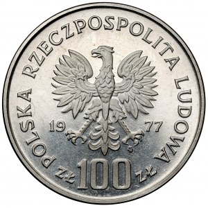 Próba NIKIEL 100 złotych 1977 Brzana